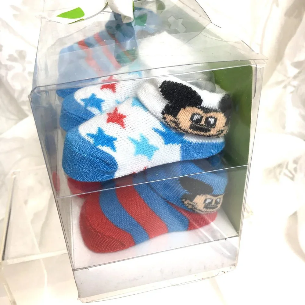 Disney 4 pair Mickey Mouse New Baby Booties NIB NWT
